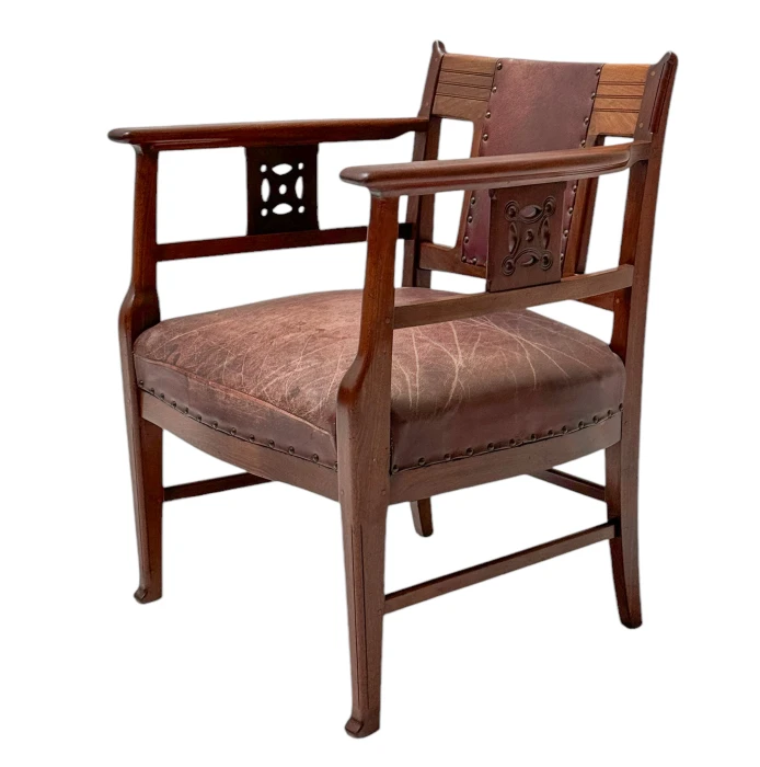 Jac. van den Bosch Arts & Crafts Club Chair for 't Binnenhuis Amsterdam, 1900s